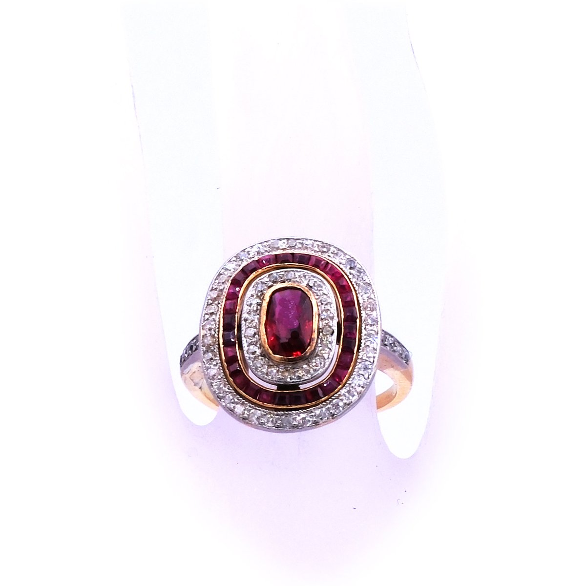 Antiker Rubin Diamant Ring Art deco 585 14K Gold Platin kaufen Stephanie Bohm Antikschmuck