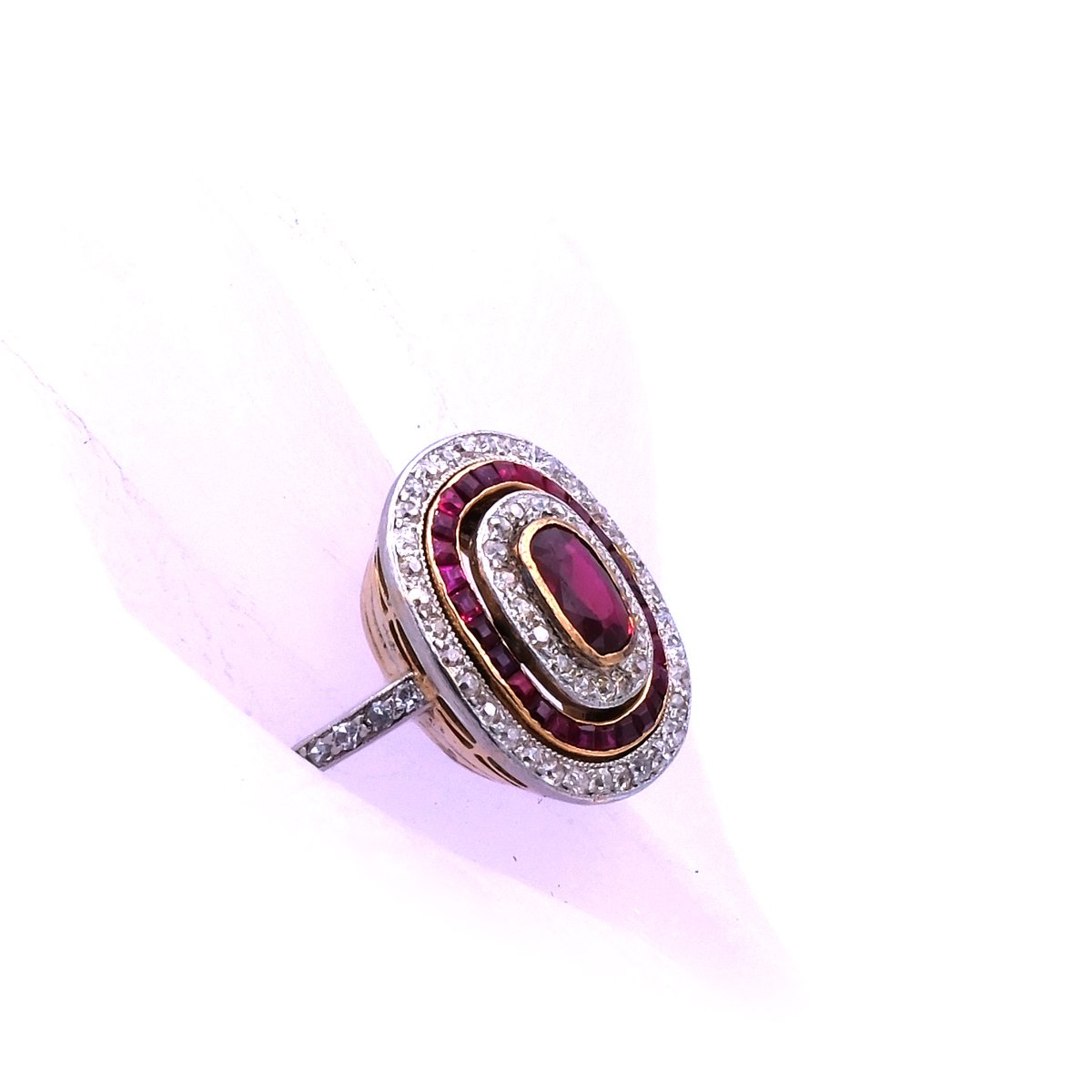 Antiker Rubin Diamant Ring Art deco 585 14K Gold Platin kaufen Stephanie Bohm Antikschmuck
