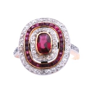 Antiker Rubin Diamant Ring Art deco 585 14K Gold Platin kaufen Stephanie Bohm Antikschmuck