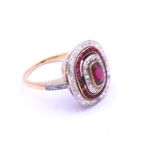 Antiker Rubin Diamant Ring Art deco 585 14K Gold Platin kaufen Stephanie Bohm Antikschmuck