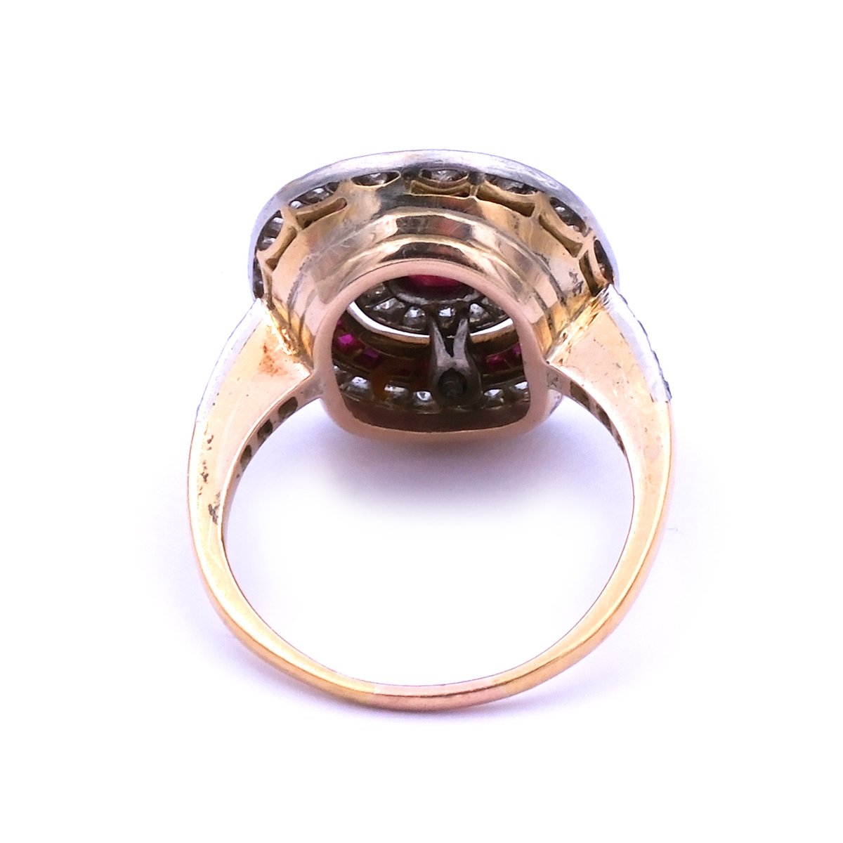 Antiker Rubin Diamant Ring in 14K Gold und Platin, um 1920 – Bild 7