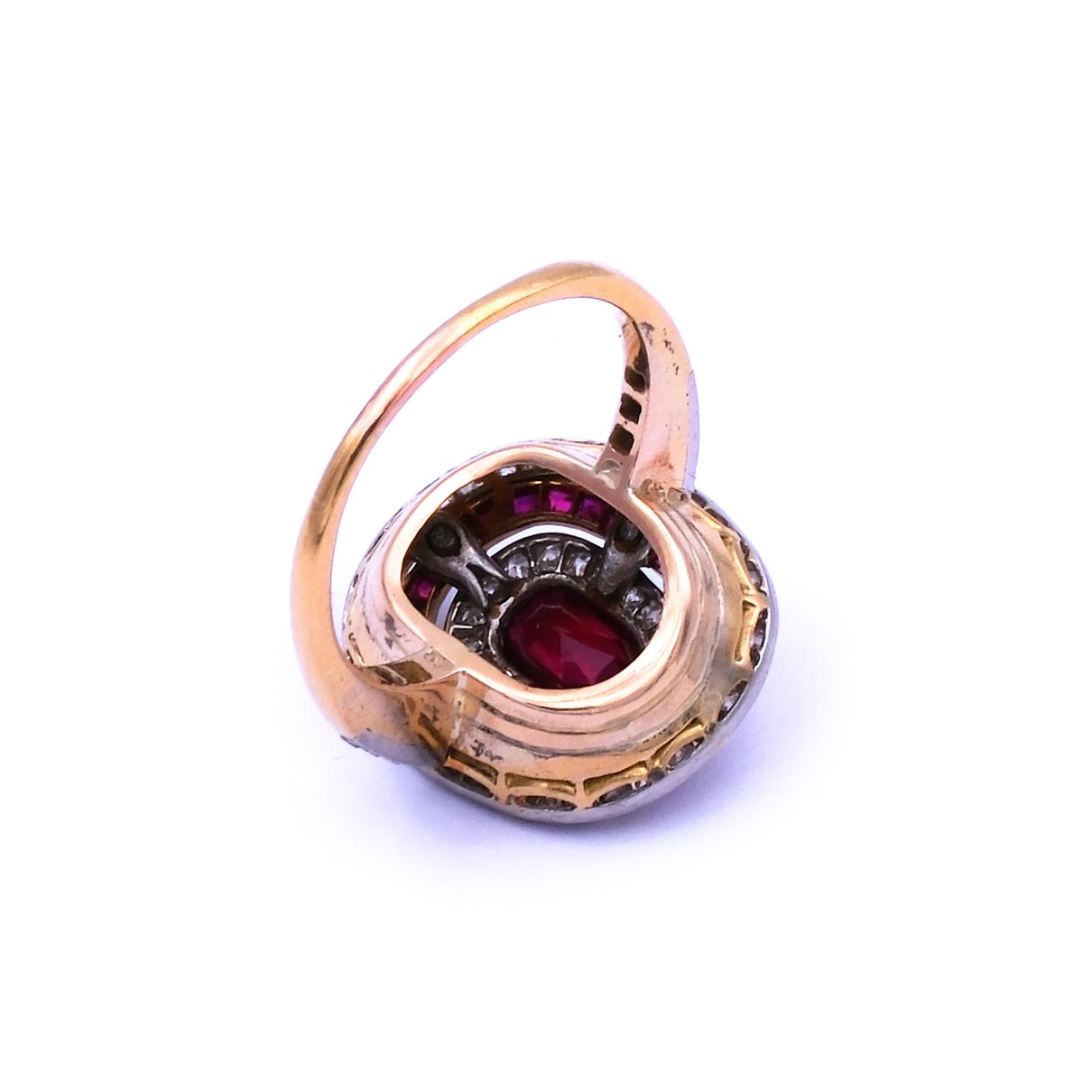 Antiker Rubin Diamant Ring in 14K Gold und Platin, um 1920 – Bild 6