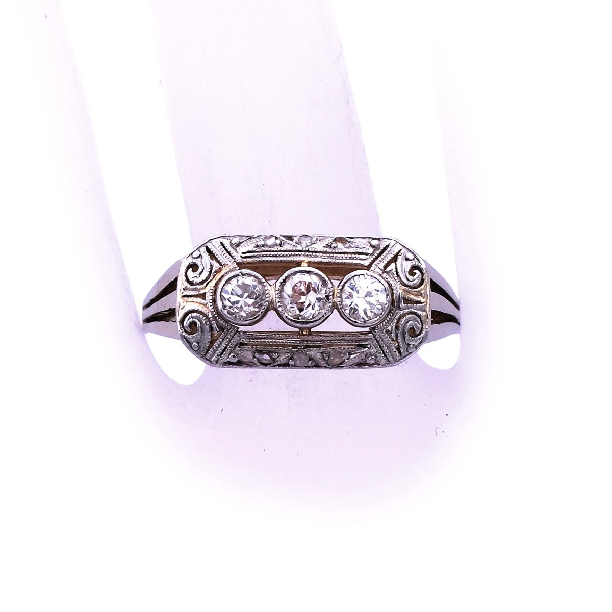 Art Deco Diamant Ring Platin 14K 585 Gold kaufen Stephanie Bohm Antiker Schmuck