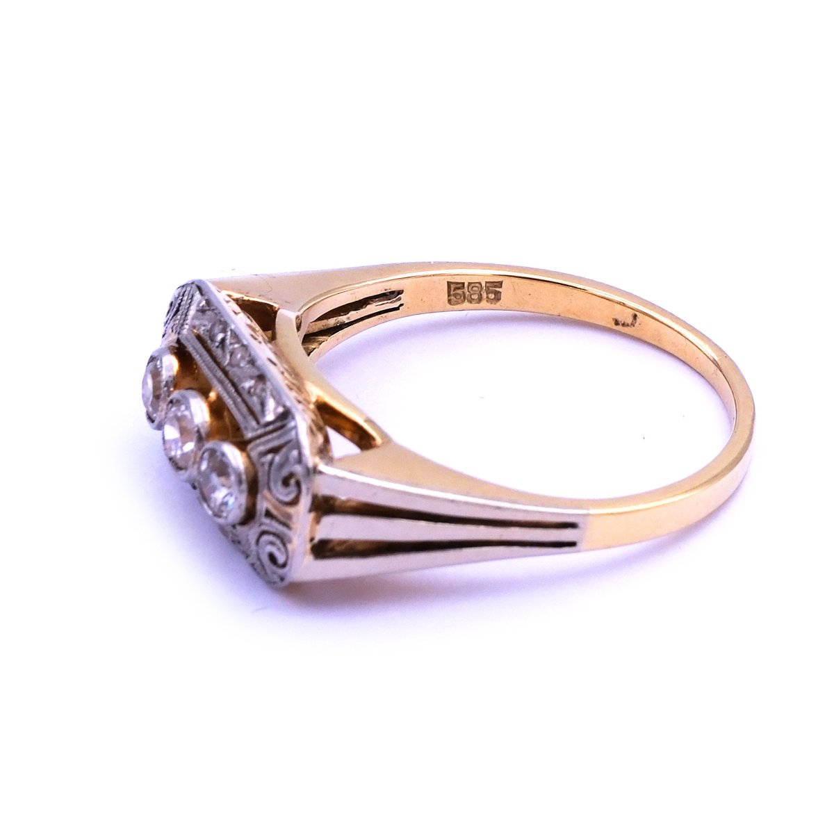 Art Deco 0.3 ct Diamant Ring in 14K Gold und Platin um 1930 – Bild 5