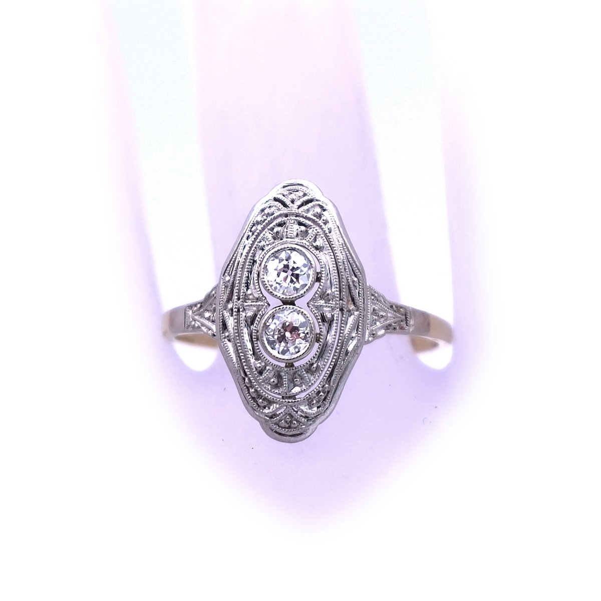Art Deco Diamant Ring Schiffchen Ring Marquisering Platin Gold kaufen Stephanie Bohm Antiker Schmuck