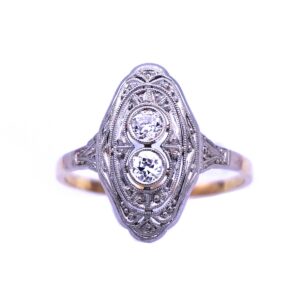 Art Deco Diamant Ring Schiffchen Ring Marquisering Platin Gold kaufen Stephanie Bohm Antiker Schmuck
