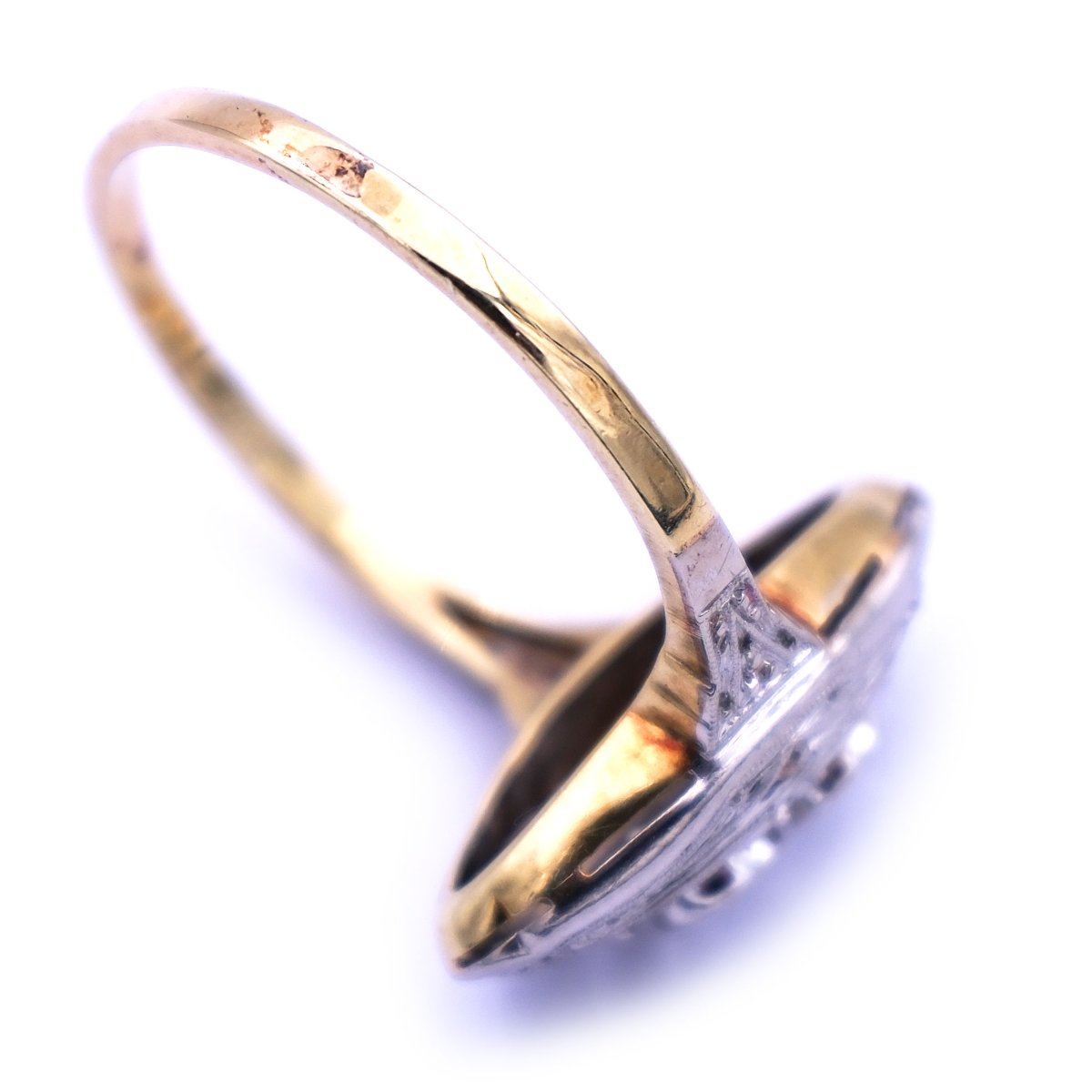 Art Deco 0.3 ct Diamant Ring - Schiffchenring in 14K Gold und Platin, um 1930 – Bild 6