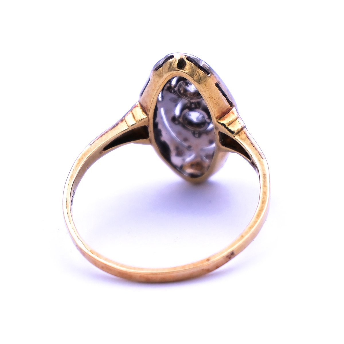 Art Deco 0.3 ct Diamant Ring - Schiffchenring in 14K Gold und Platin, um 1930 – Bild 5