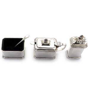 Art Deco Silber Menage Gewuerzset Pfeffer Salz Streuer Condiment Set Sterlingsilber Englisch kaufen Stephanie Bohm Silber Antiquitaeten