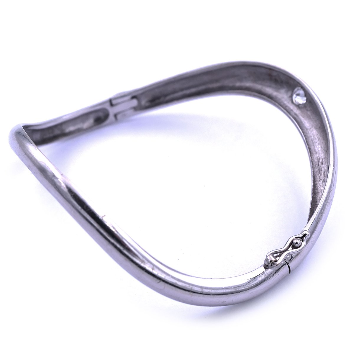 Designer Diamant Armreif mit 0.3 ct Brillant Solitär in 14K Weißgold um 1980 – Bild 5