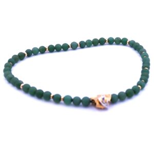 Ole Lynggaard Serpentin gruene Hals kette Collier 585 14K Gold Diamant schloss vintage kaufen Stephanie Bohm Designer schmuck gebraucht