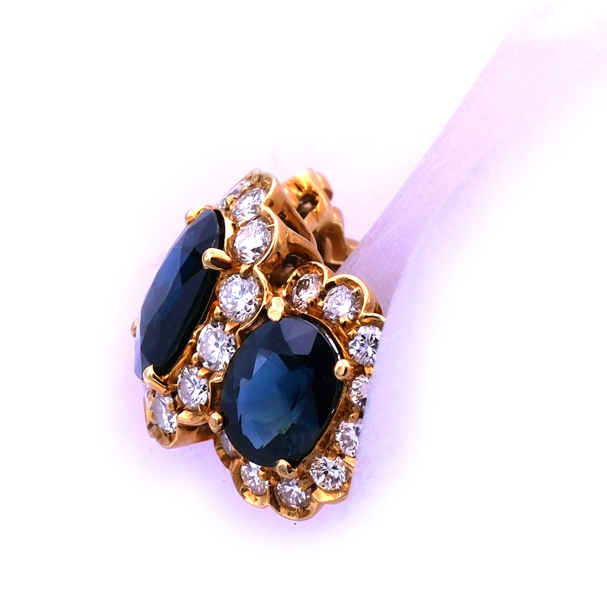 Saphir Diamant Ring mit 1.24 ct Brillanten aus 18K Gelbgold, Abano Terme um 1980 – Bild 3