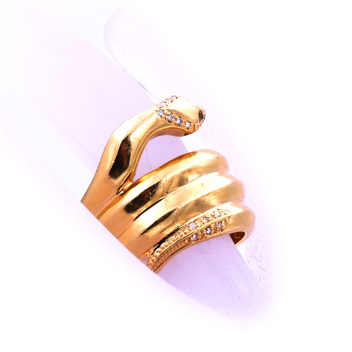 Jette Joop Schlangenring aus 18K Gold Ring mit Smaragden und Diamanten um 1980 – Bild 4