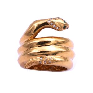 Schlangenring Jette Joop 750 18K Goldring Smaragde Diamanten Stephanie Bohm Designerschmuck gebraucht