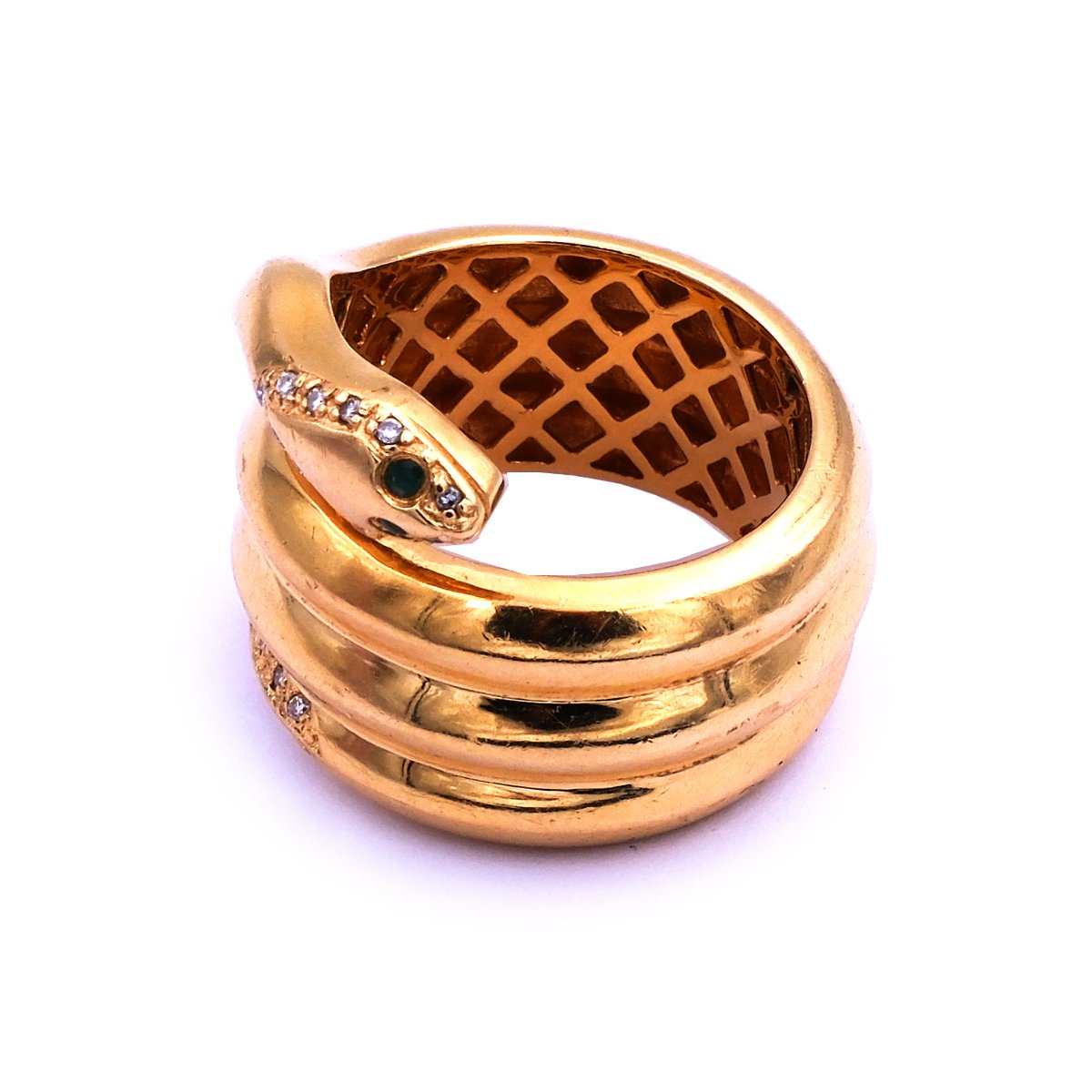 Jette Joop Schlangenring aus 18K Gold Ring mit Smaragden und Diamanten um 1980 – Bild 7
