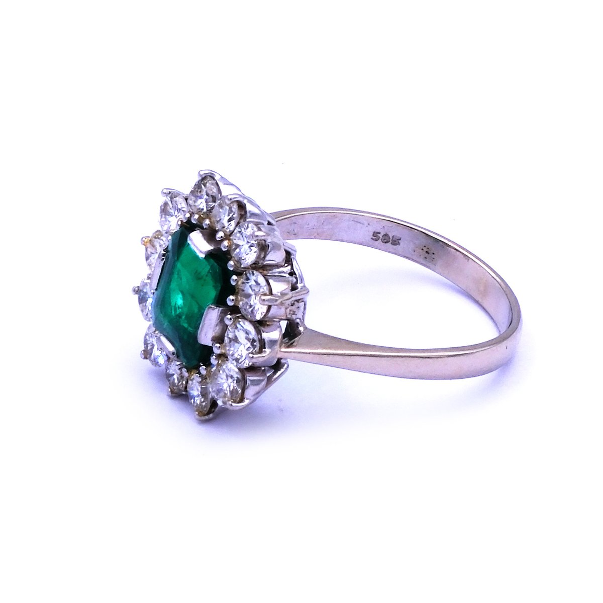 2.33 ct Smaragd Diamant Ring mit 2.2 ct Brillanten in 14K Weißgold – Bild 3