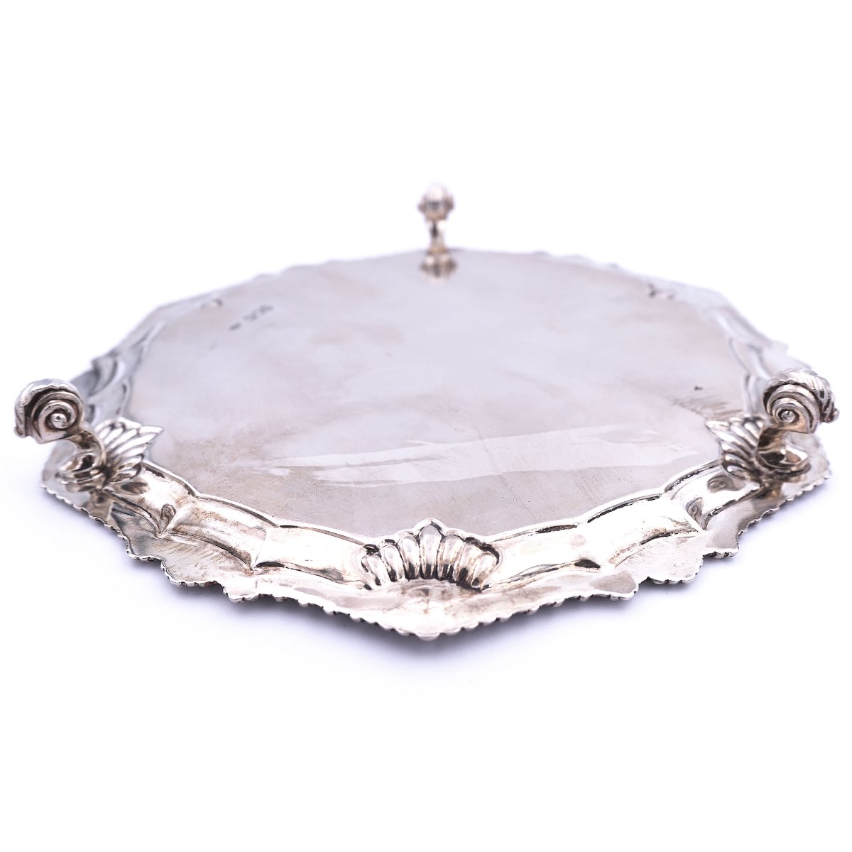 Victorian Sterling Silber Salver - Silber Tablett auf Füßen, Hawksworth, Eyre & Co Ltd., London 1901 – Bild 4
