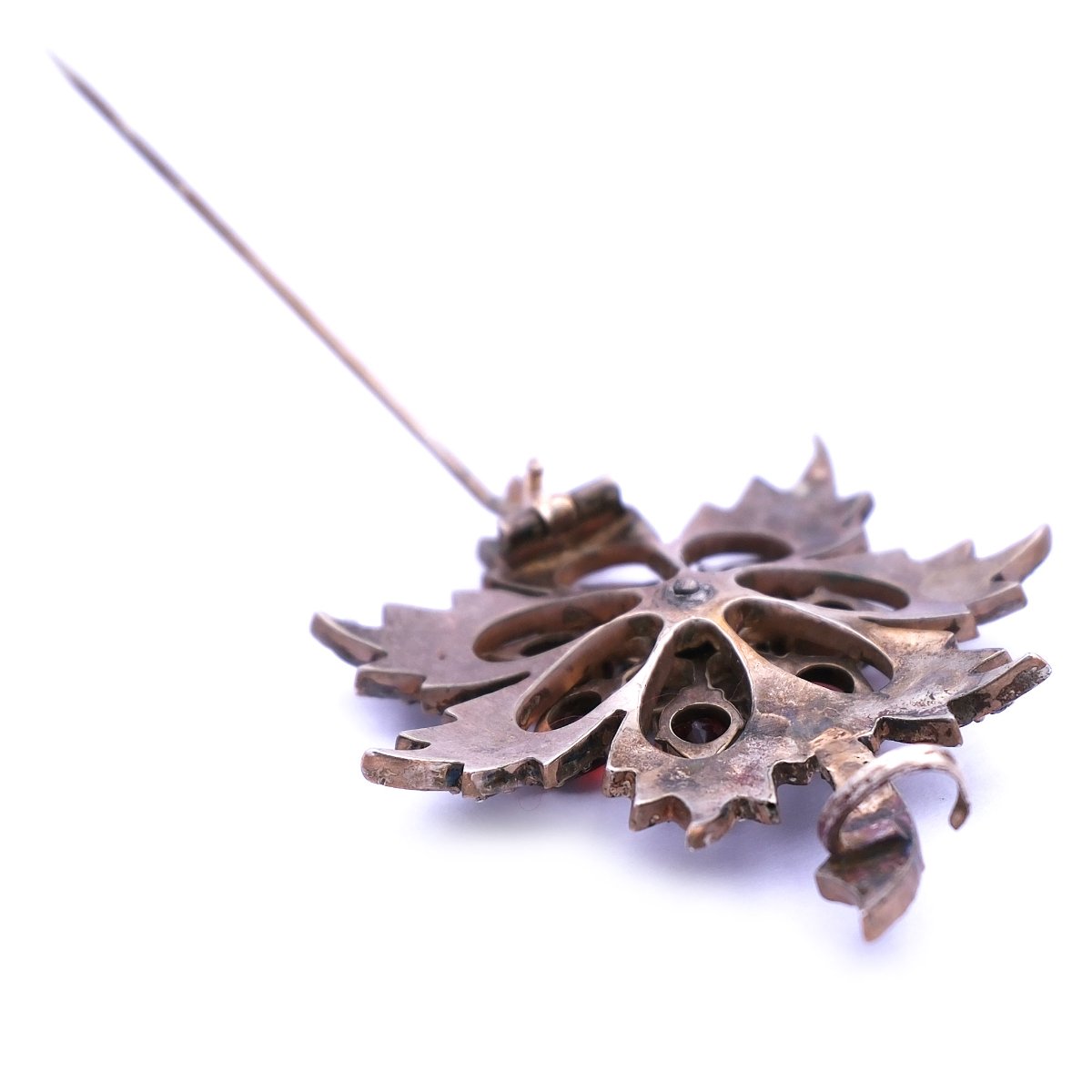 Antike Granat Brosche als Blüte - Böhmischer Granat um 1880 – Bild 6